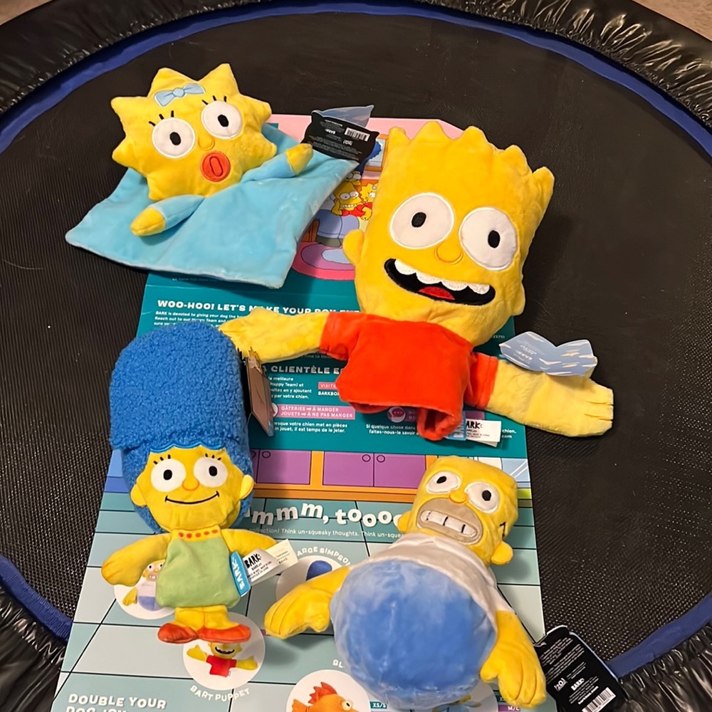 NWT Bark Box "Bart Simpson" Plush Dog Toys - Marge, Homer l, Bart and Maggie